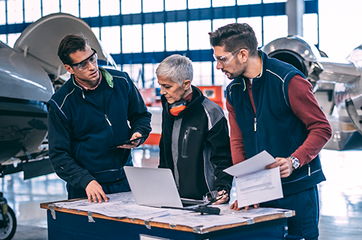 3 Professionals Discussing Aircraft Oil, Aviation Lubricants & Jet Engine Oil by Airplane