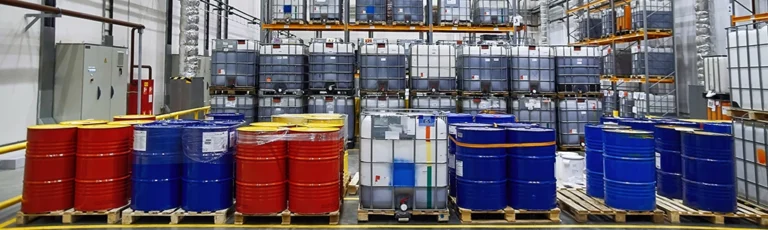 Warehouse With Bulk Lubricant Storage Cans